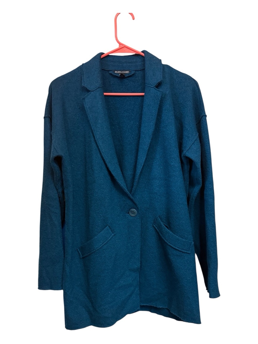 Eileen Fisher Boiled Wool Single-Button Blazer Jacket